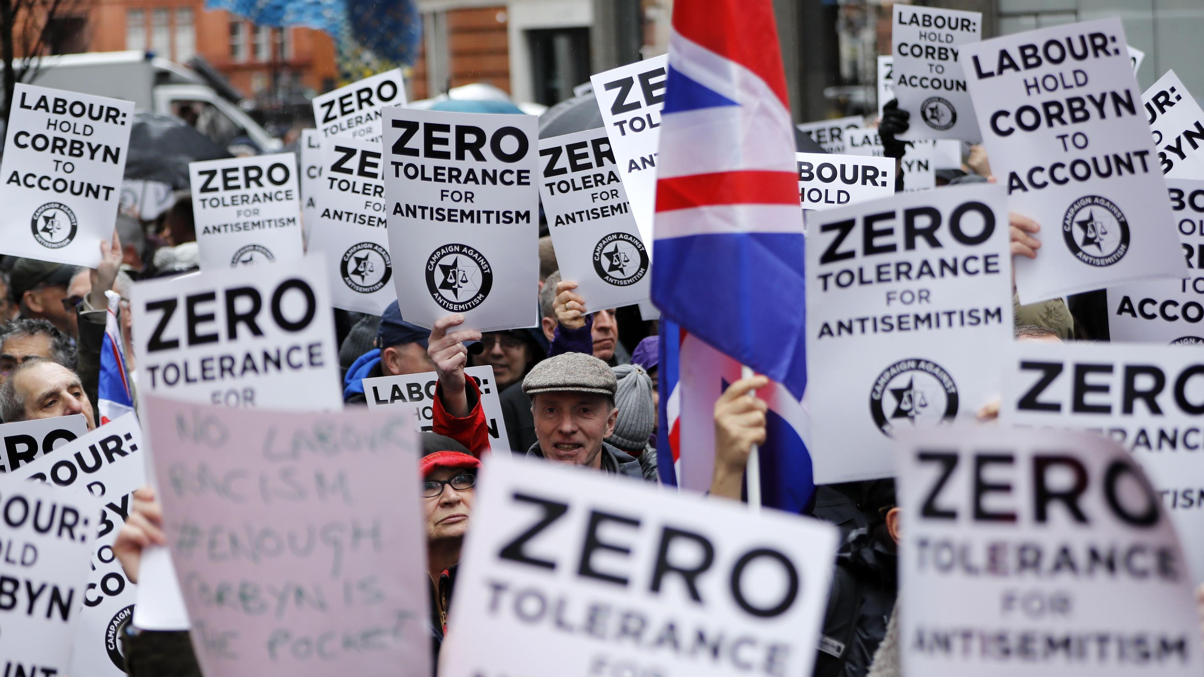 Demonstration mot antisemitism i centrala London den 8 april 2018. Foto: Tolga Akmen/AFP via Getty Images