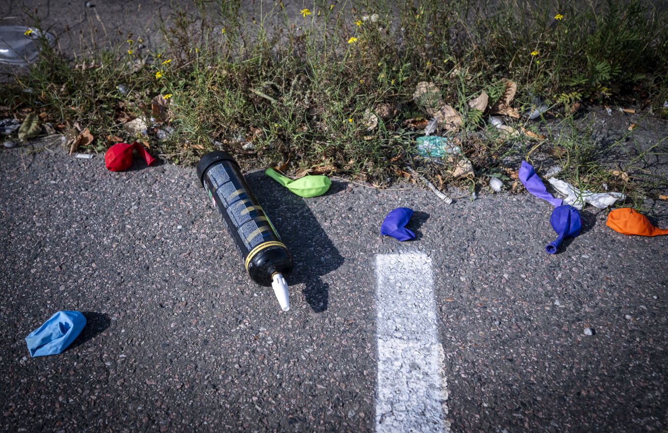 En lustgasflaska och ballonger. Arkivbild. Foto: Johan Nilsson/TT
