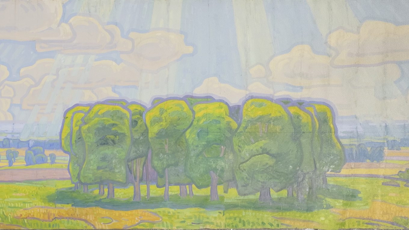 Prins Eugens förstudie av ”Den heliga lunden”. Den visas i utställningen ”Soltavlan”. Foto: Per Myrehed