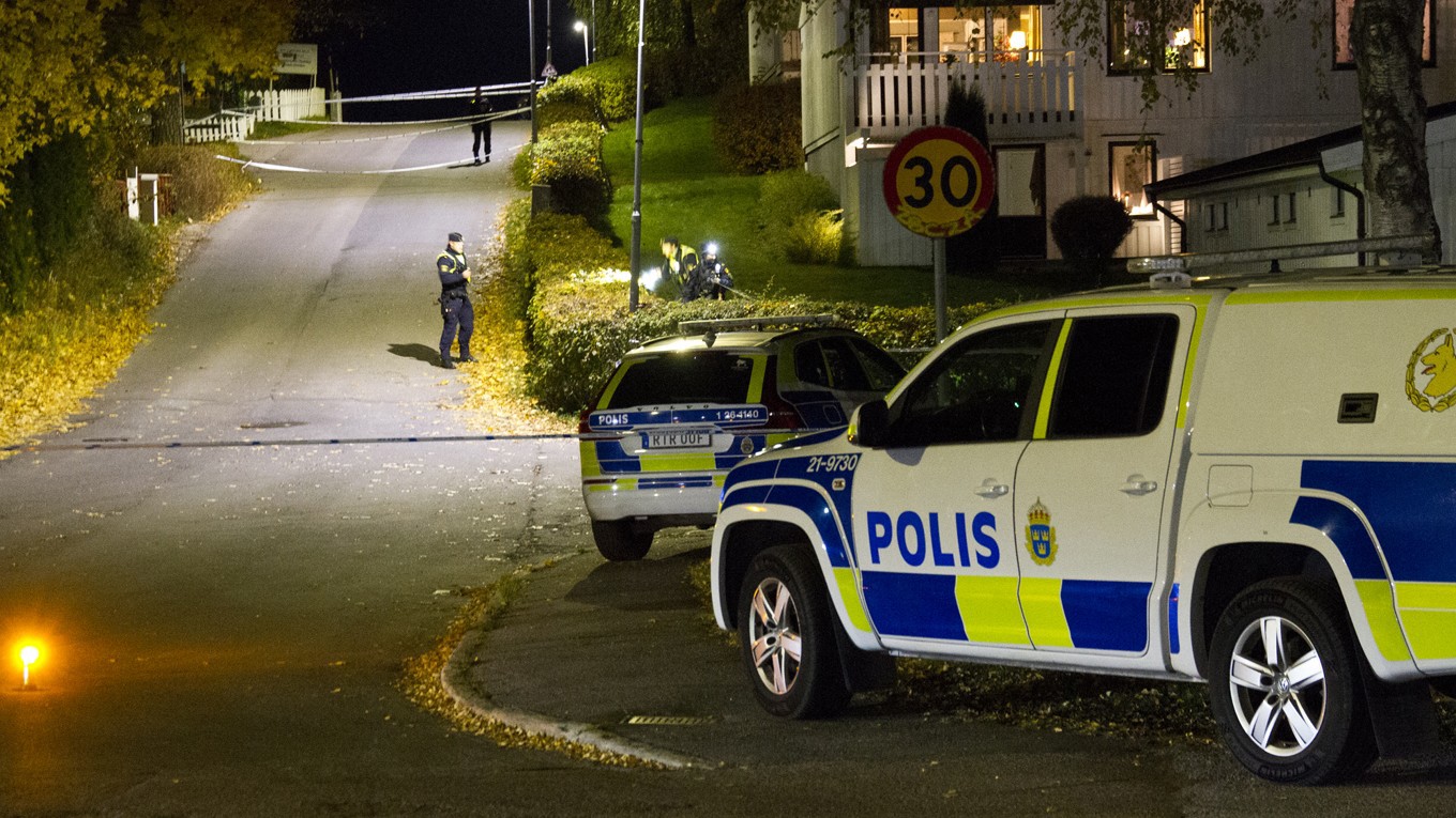 Den 17 oktober inträffade en skottlossning i ett villaområde i Sandviken. En tonårig pojke skadades i samband med händelsen. Foto: Andreas Björklund/TT