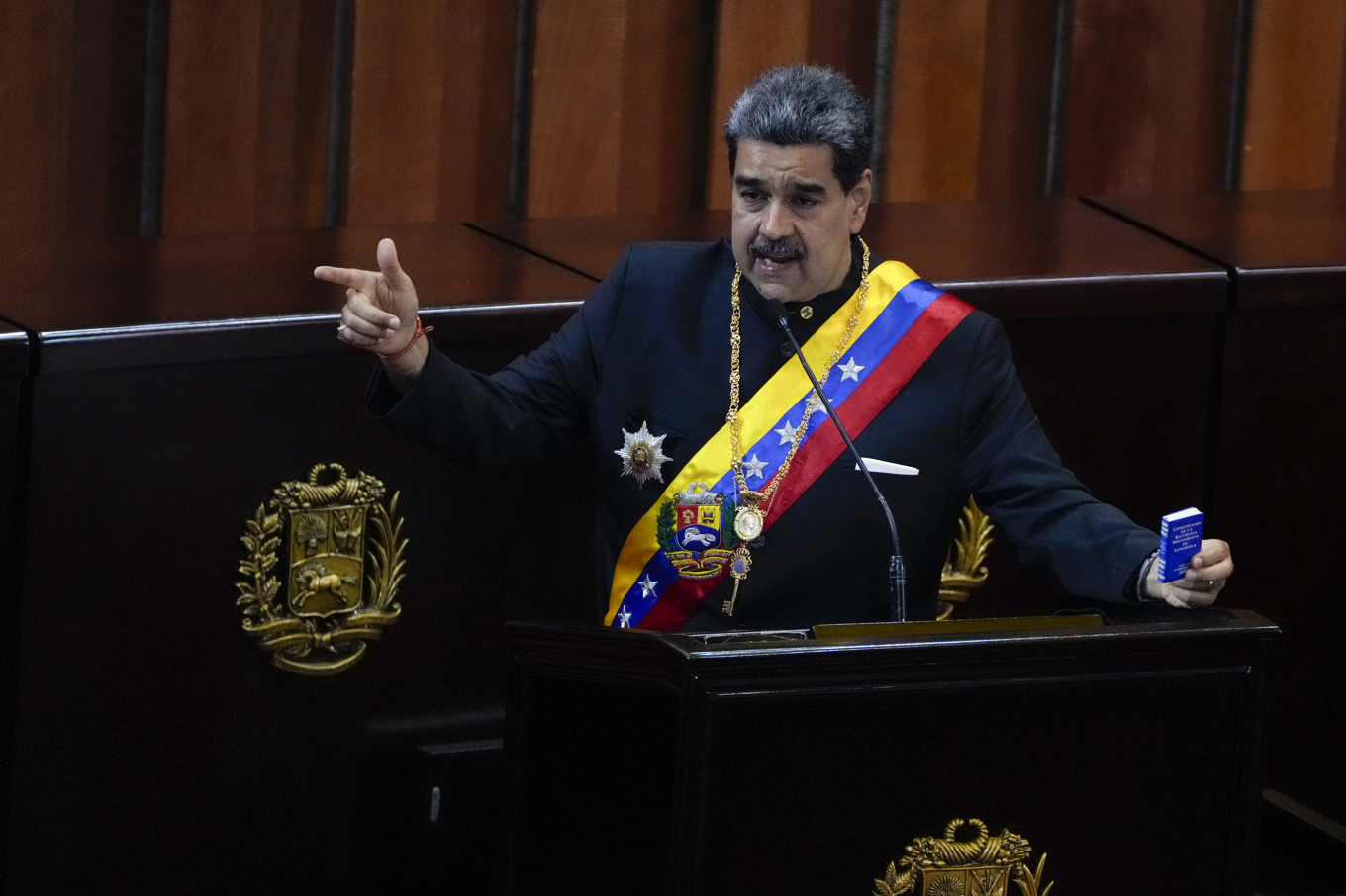 Venezuelas president Nicolás Maduro har protesterat mot USA:s attacker mot knarkbåtar utanför landets kust. Foto: Ariana Cubillos/AP/TT
