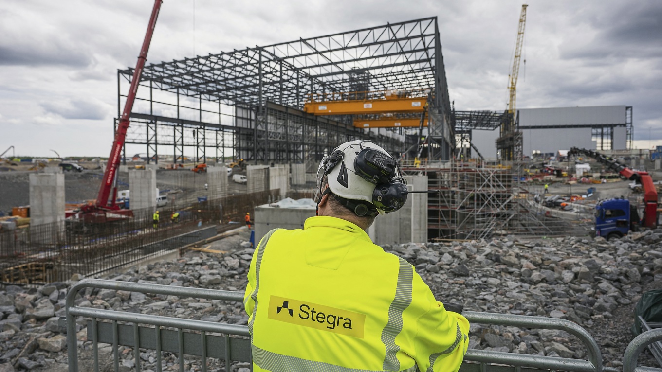 Stegra-anläggningen utanför Boden under byggnationen i juni. Foto: Jonathan Näckstrand/AFP via Getty Images