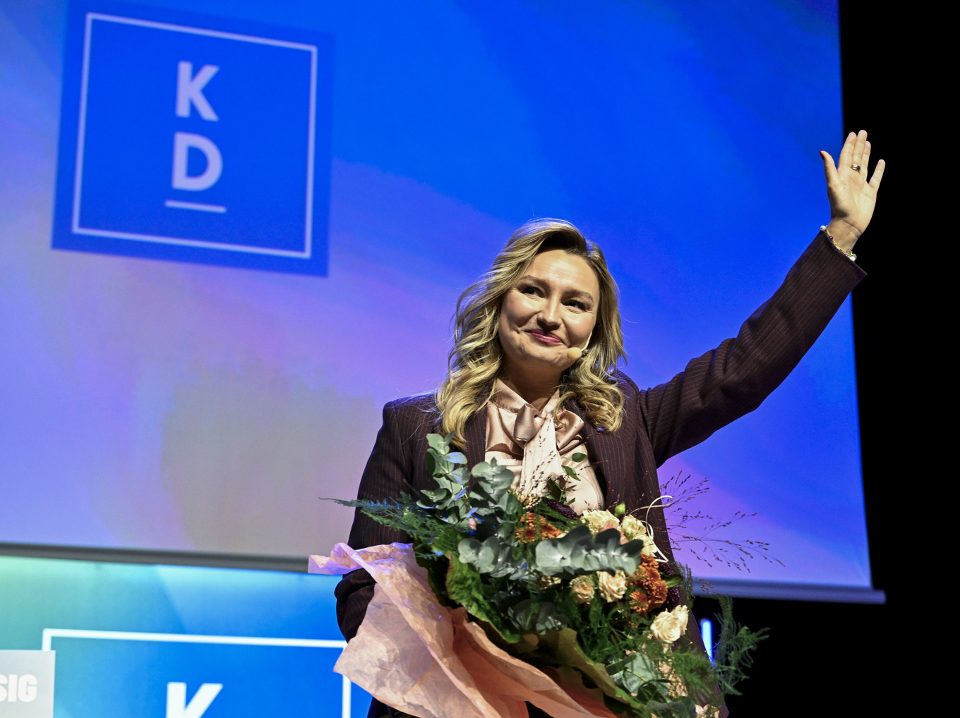 Kristdemokraternas partiledare Ebba Busch på partiets riksting i Linköping. Foto: Anders Wiklund/TT