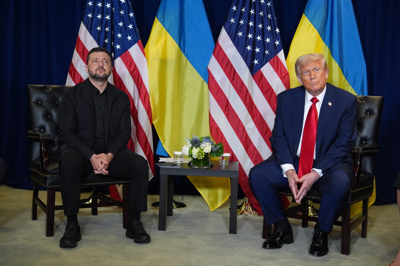 Ukrainas president Volodymyr Zelenskyj och USA Donald Trump under ett möte i New York i september. Foto: Evan Vucci/AP/TT