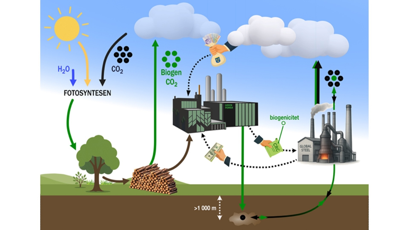 BECCS blir BECCS+C: biogen koldioxid lagras i marken medan dess klimatvärde säljs vidare som kompensation för nya utsläpp. Foto: Ingvar Ericson