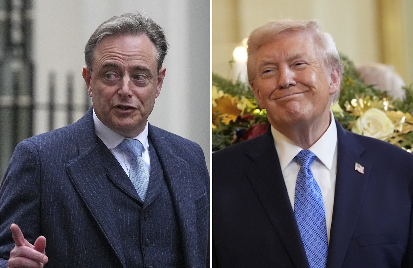 Belgiens premiärminister Bart De Wever och USA:s president Donald Trump. Foto: Alex Brandon/Frank Augstein/AP/TT (Montage)