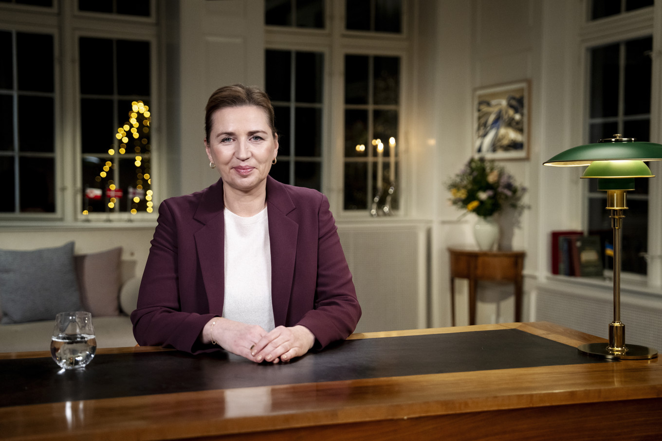 Danmarks statsminister Mette Frederiksen inför sitt nyårstal till nationen den 1 januari. Foto: Mads Claus Rasmussen/Ritzau/TT