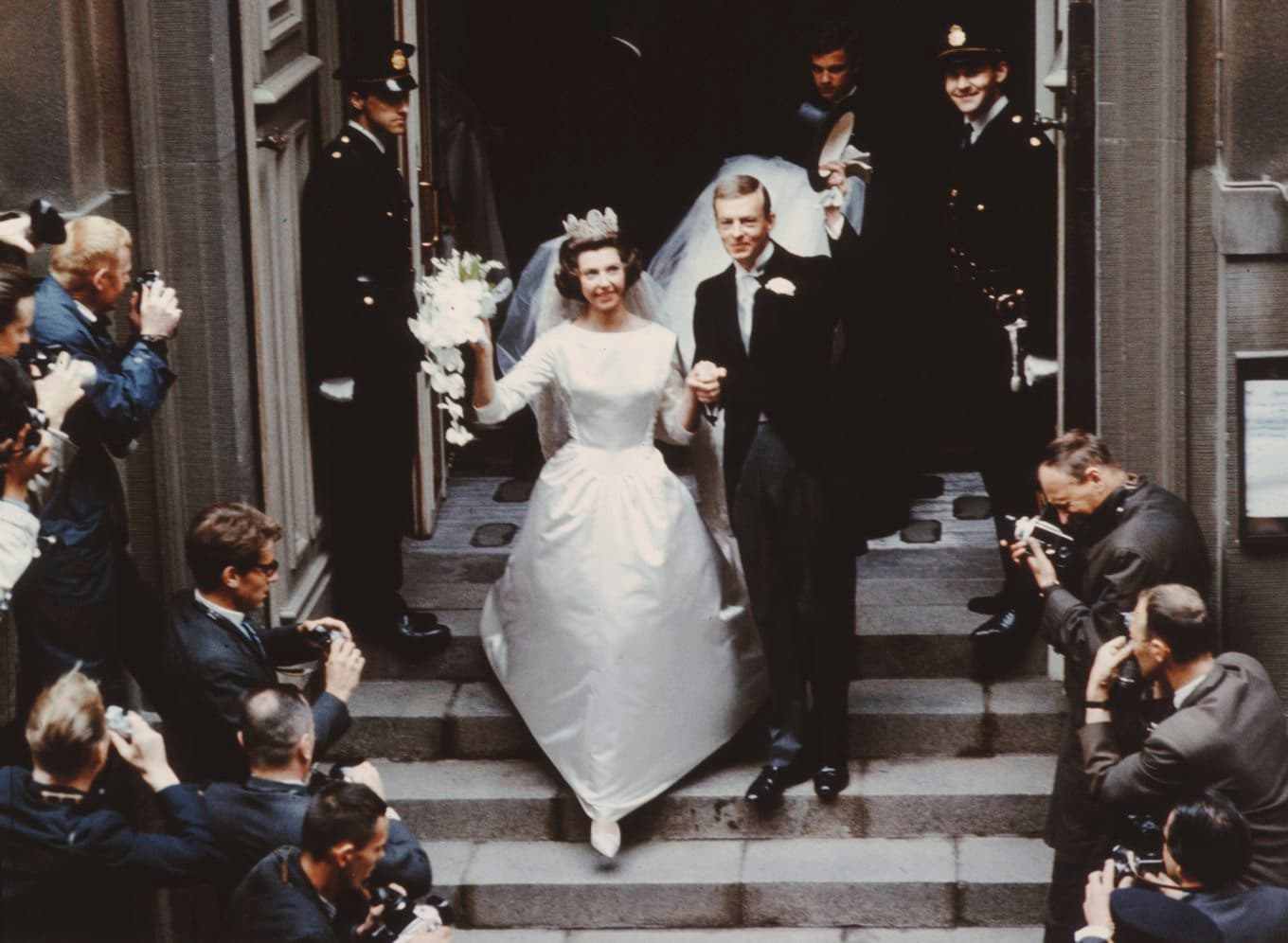 Bröllopet stod 1964 mellan prinsessan Desirée och Niclas Silfverschiöld i Storkyrkan i Stockholm. Foto: TT