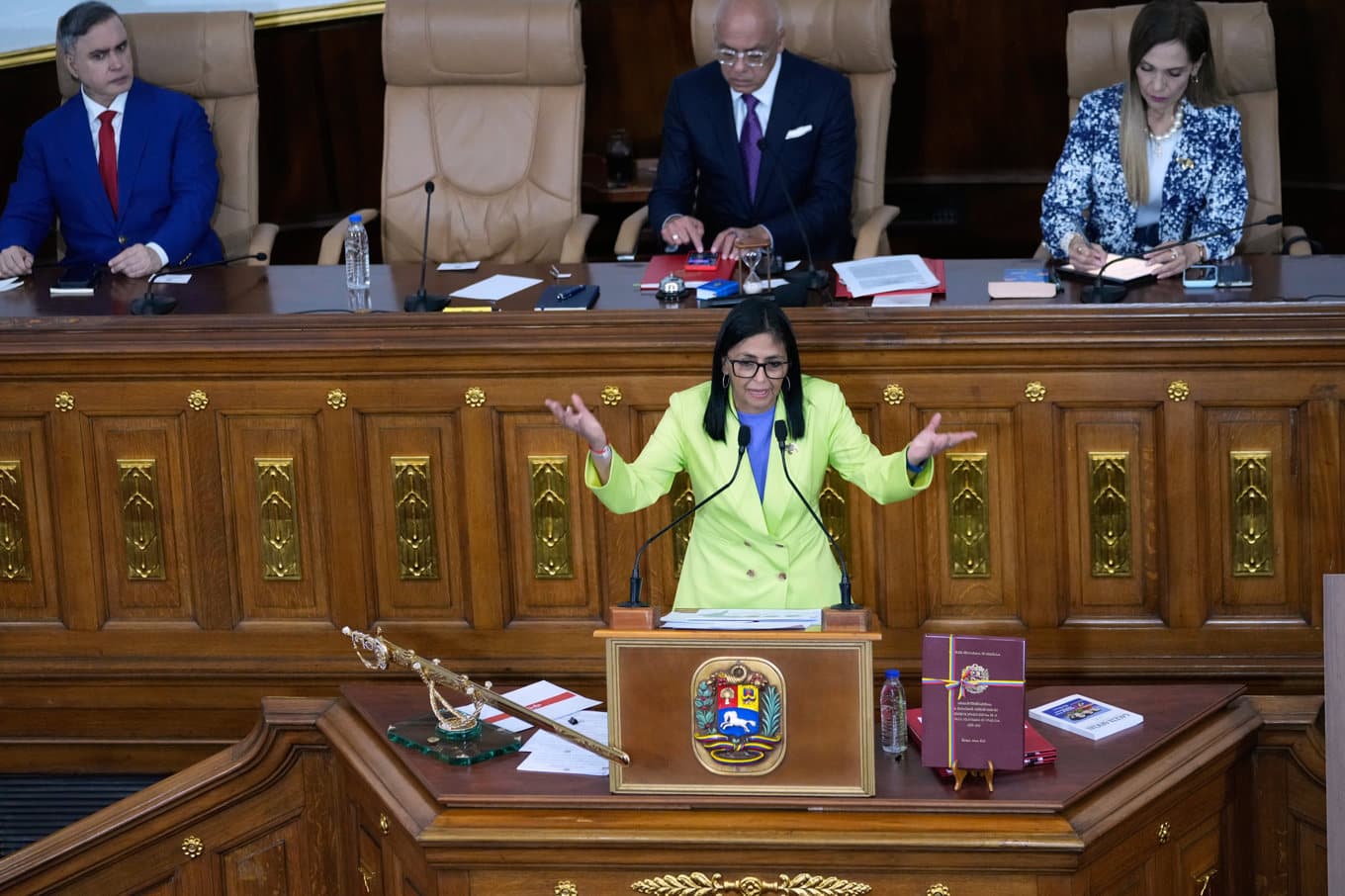 Venezuelas interimspresident Delcy Rodríguez. Arkivbild. Foto: Ariana Cubillos/AP/TT