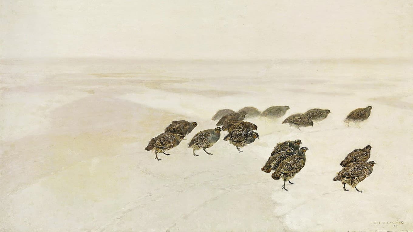 Som rapphönor på isen. Målning av Józef Chełmoński (1849–1914). Foto: Wikimedia Commons