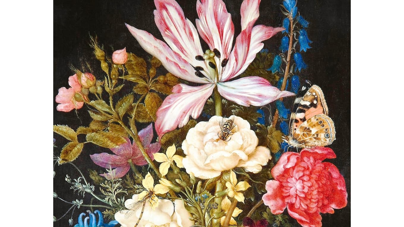 Konstnären Ambrosius Bosschaert den äldre, ”Blomsterstycke”, 1617. Oljemålning. Foto: Jens Mohr, Hallwylska museet