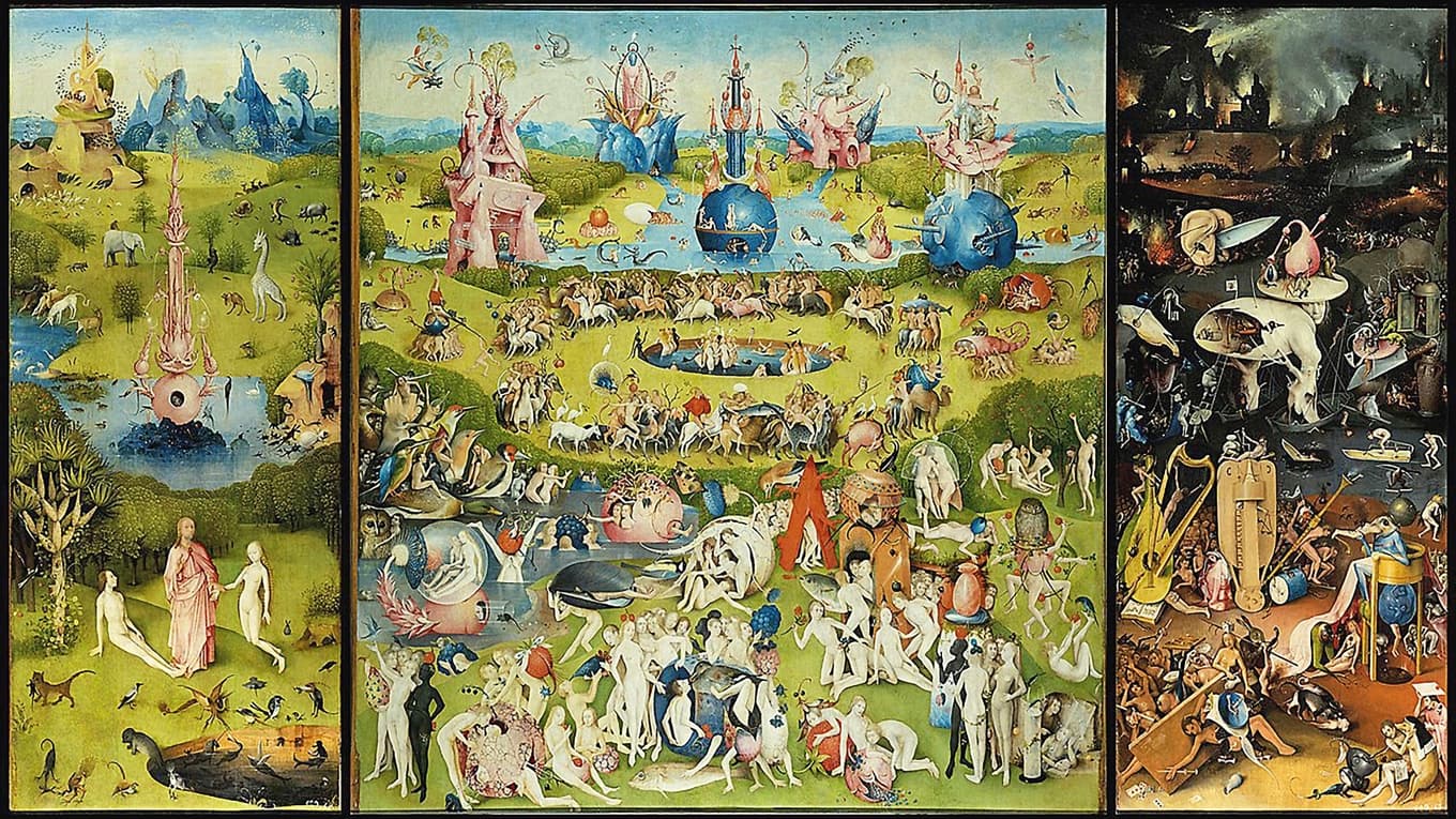 Hur vi ser på människans natur spelar en stor roll för hur vi formar staten. ”Lustarnas trädgård” av Hieronymus Bosch (1450–1516). Foto: Museo del Prado/Wikimedia Commons
