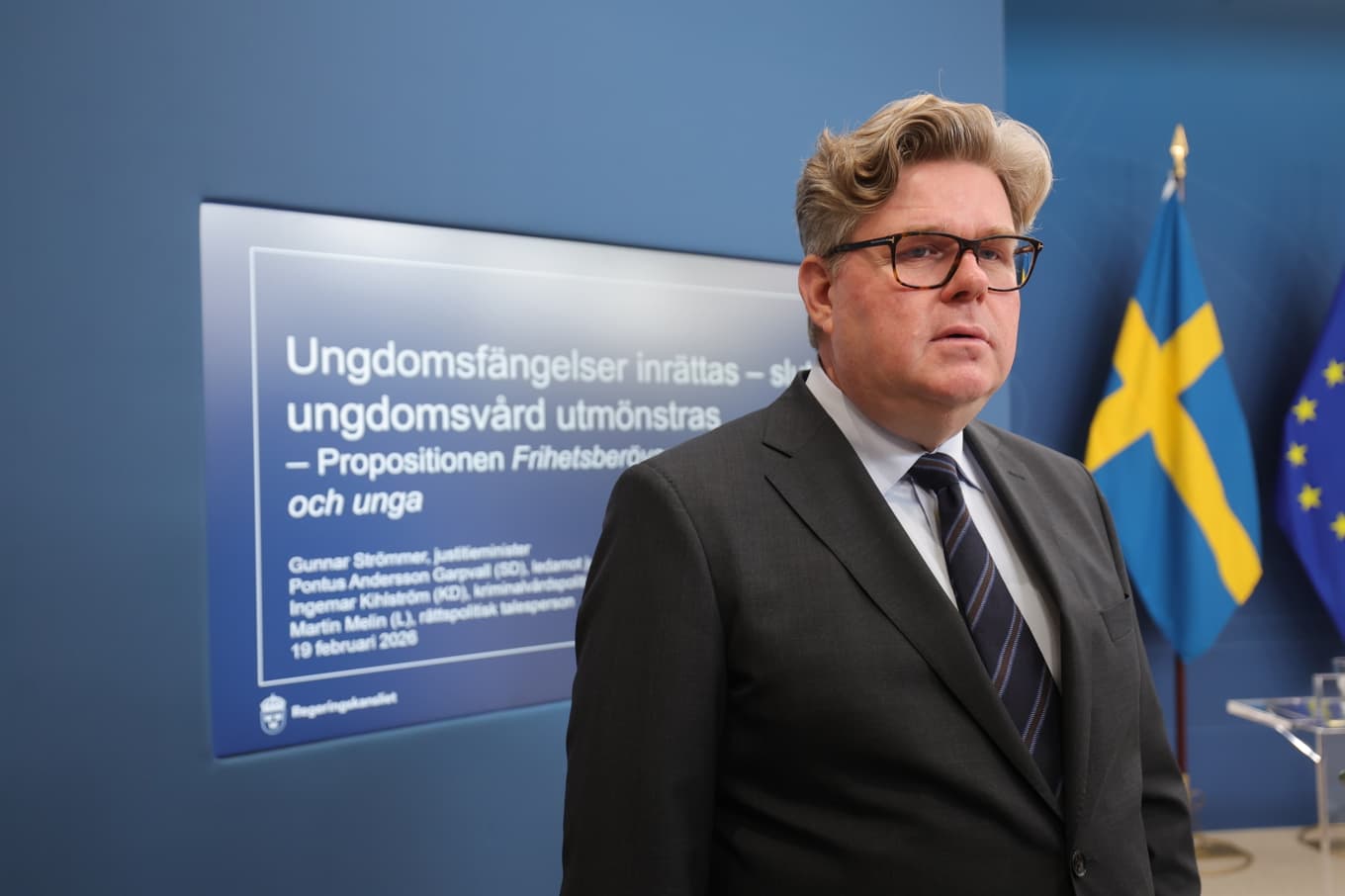 Justitieminister Gunnar Strömmers (M) och regeringens förslag om sänkt straffbarhetsålder får mer kritik. Arkivbild. Foto: Pär Bäckström/TT
