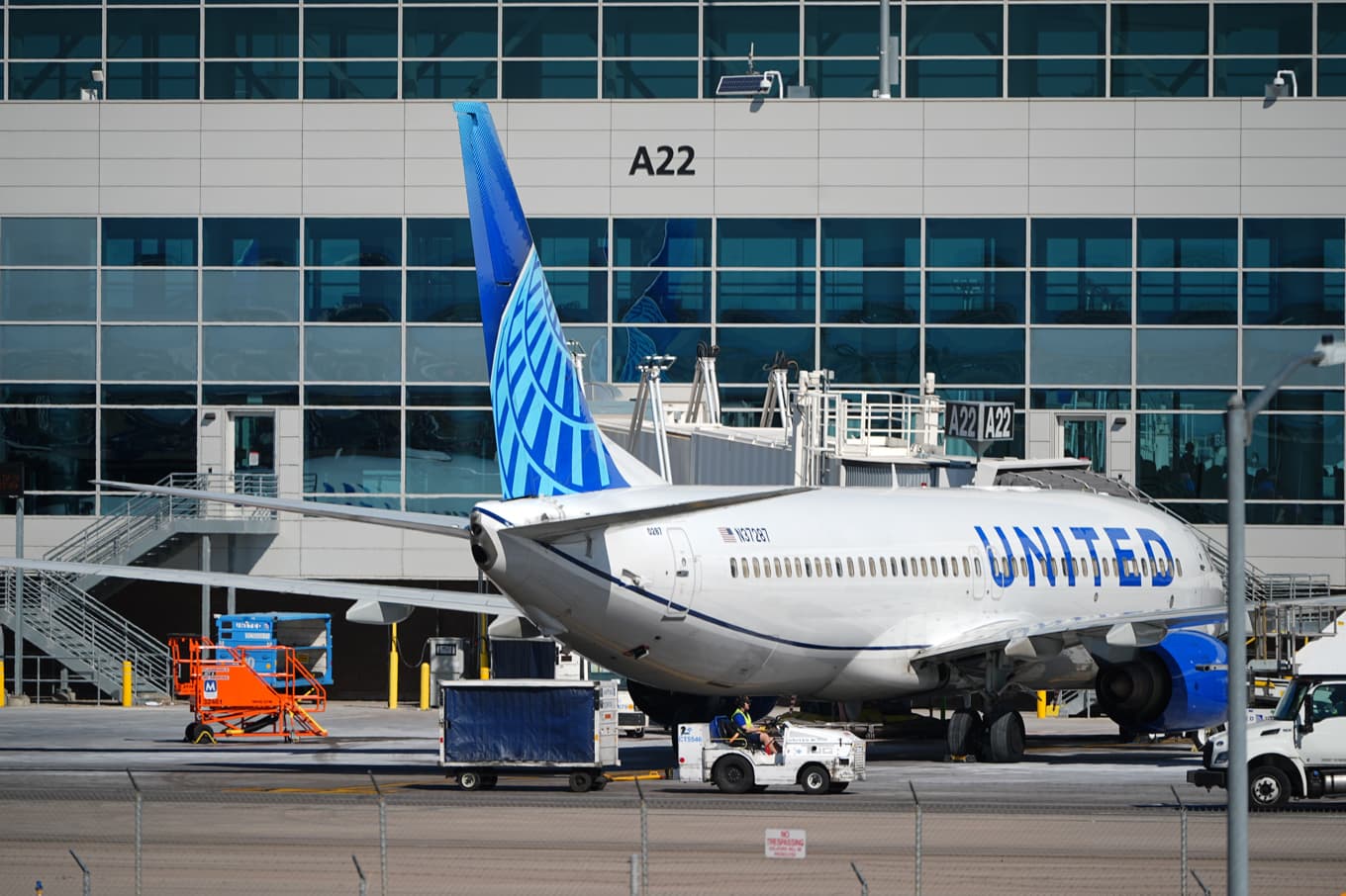 Ett plan tillhörandes United Airlines vid flygplatsen i Denver. Arkivbild. Foto: David Zalubowski /AP/TT