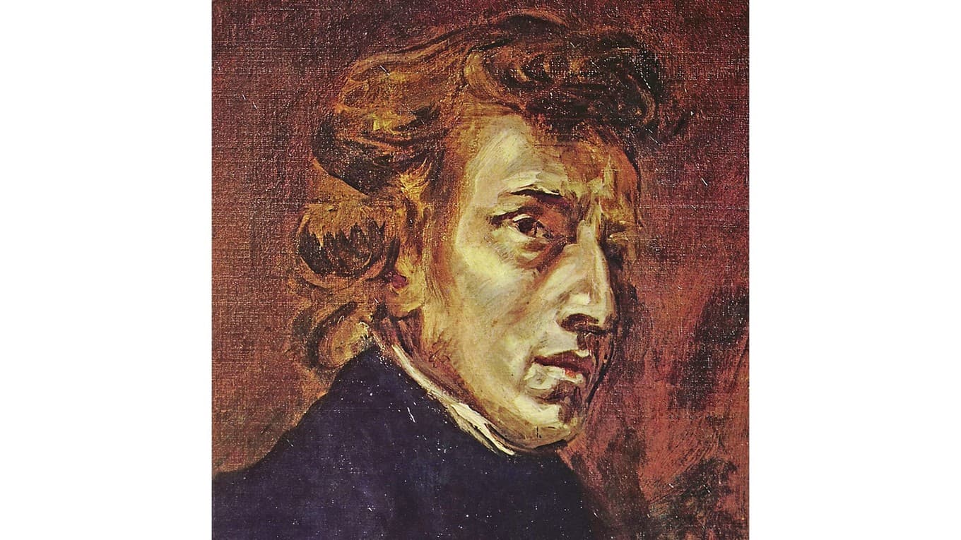 Chopin vid 28 års ålder, porträtterad av Delacroix. Foto: Wikimedia Commons