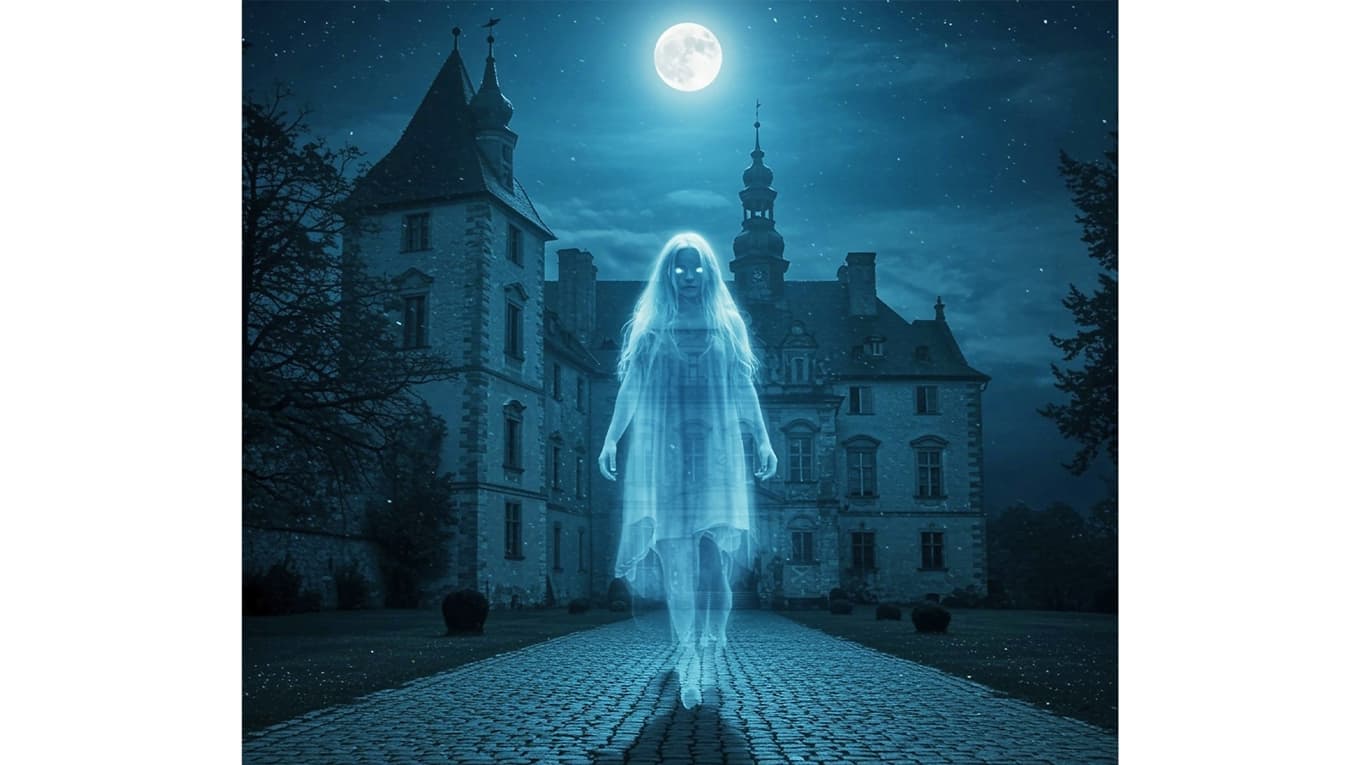 Berättelser om en vit dam, eller fru, är något som förekommer nästan över hela världen, så även i Sverige. De jämförs ibland med irländska ”banshees” som förebådar olycka. Foto: Easy Peasy AI