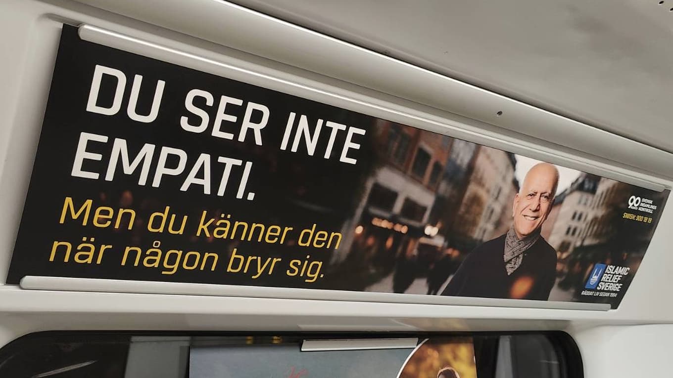 Reklamen från Islamic Relief. Foto: Roger Sahlström