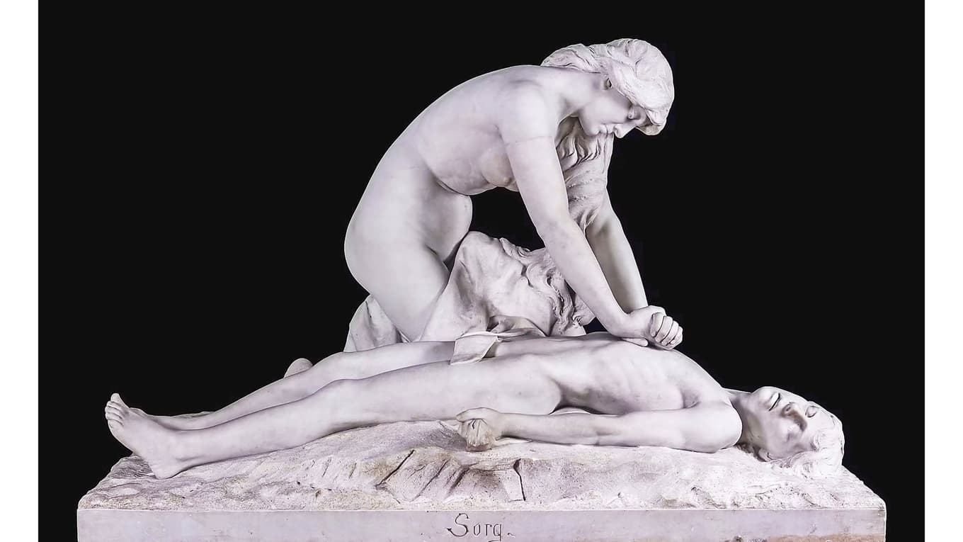 Edvard Brambecks marmorskulptur ”Sorg” från 1891. Foto: Göteborgs konstmuseum