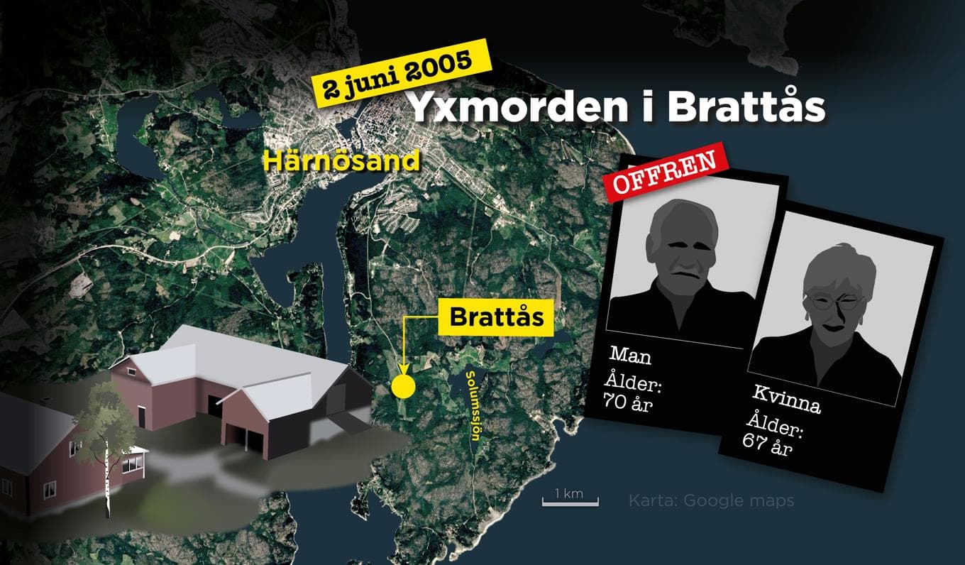 En man är anhållen misstänkt för att ha mördat en man och en kvinna i 70-årsåldern i Brattås utanför Härnösand. Foto: Anna-Lena Lindqvist/TT