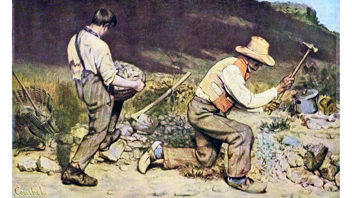 ”Stenbrytarna” (Gustave Courbet, 1849, olja på duk, 165 x 257 cm). Foto: Wikimedia Commons