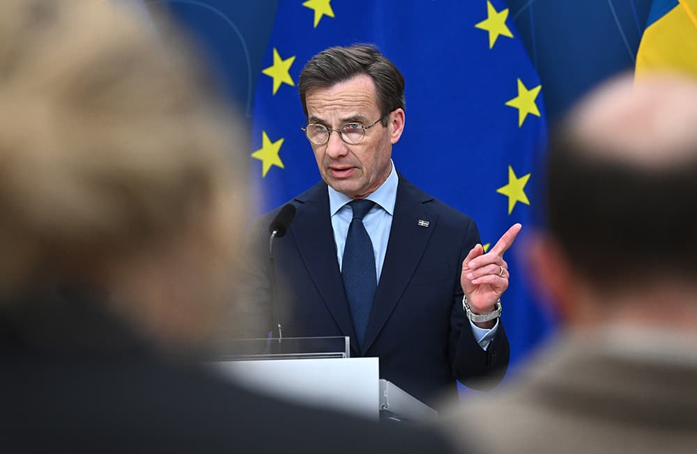 Statsminster Ulf Kristersson (M) vill inskärpa allvaret av krisen i Mellanöstern. Foto: Claudio Bresciani/TT