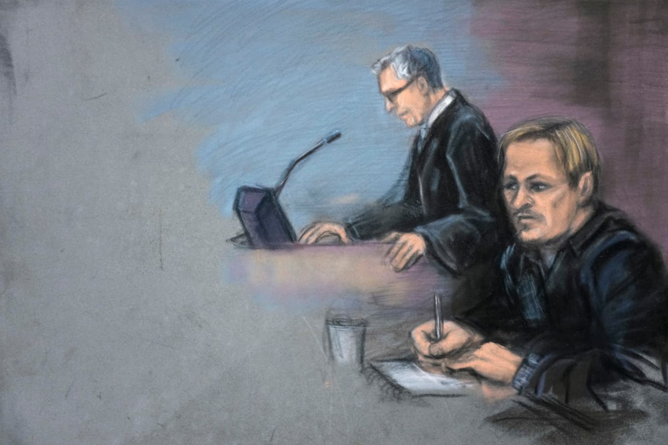 En rättegångstäckning av Marius Borg Høiby från Oslos tingsrätt i mars. Foto: Ane Hem/NTB