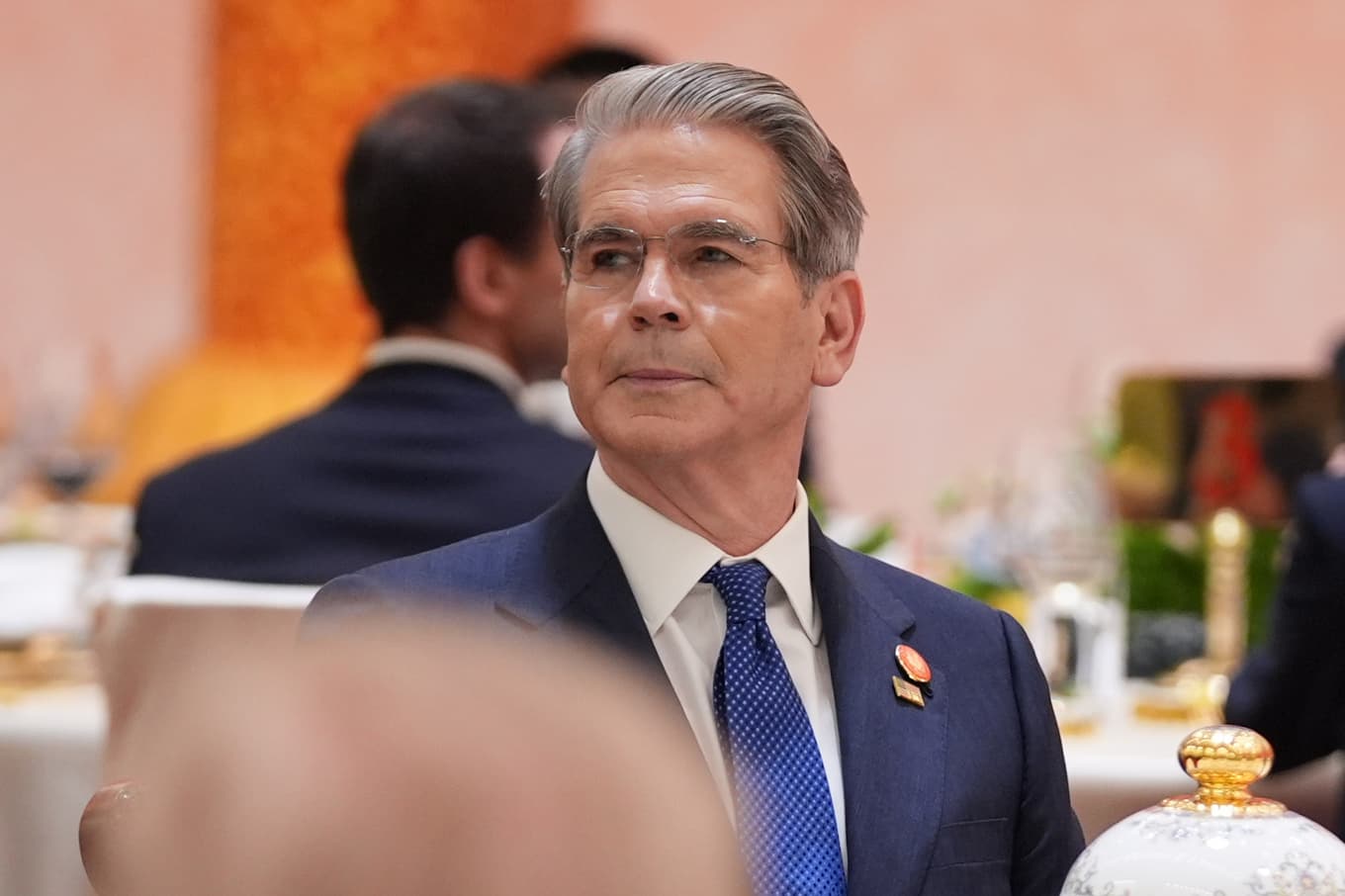 USA:s finansminister Scott Bessent tidigare i maj. Foto: Mark Schiefelbein/AP/TT