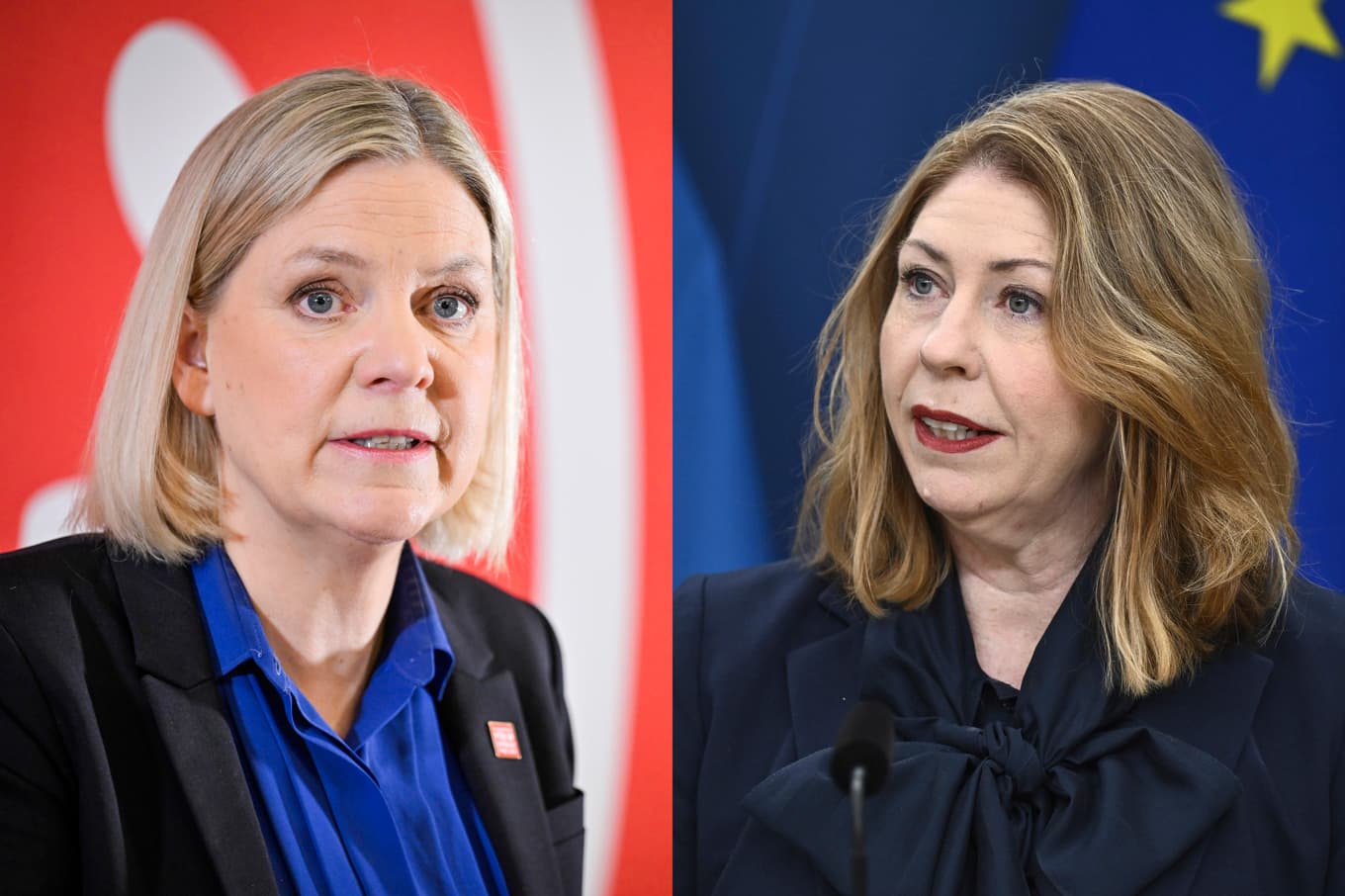 Magdalena Andersson och Elisabet Lann. Foto: Johan Nilsson och Fredrik Sandberg/TT.