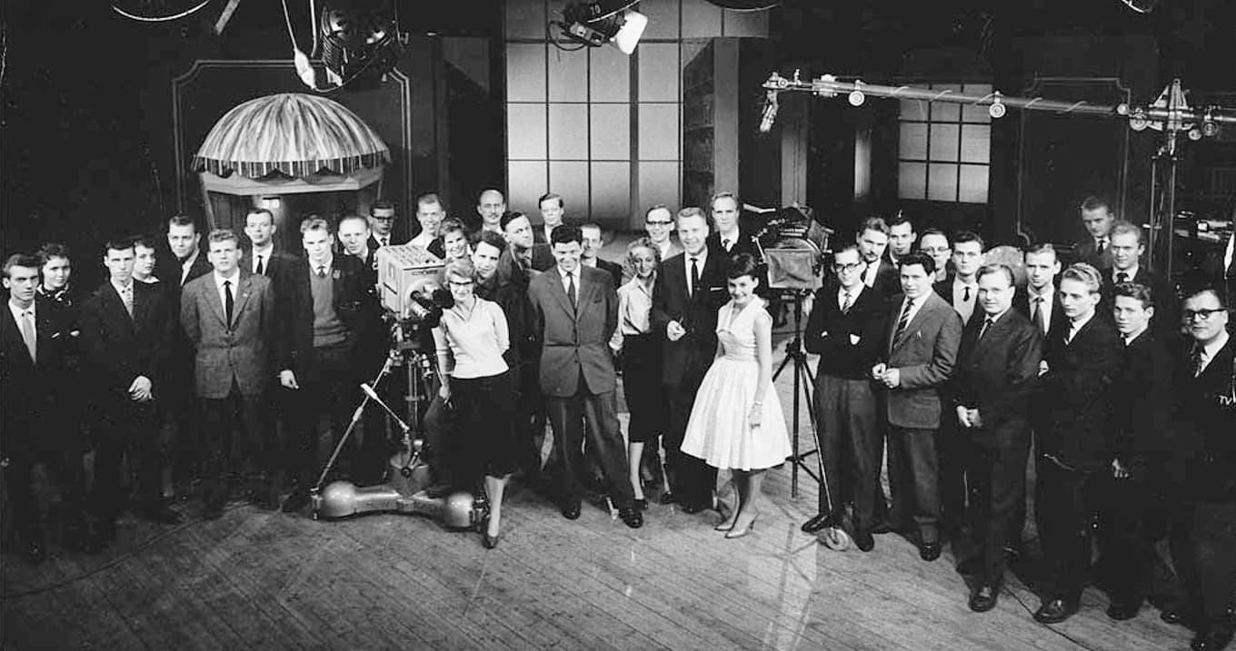 ”Kvitt eller dubbelt: 10 000-kronorsfrågan” började sändas i tv 1957.
Foto: Wikimedia Commons
