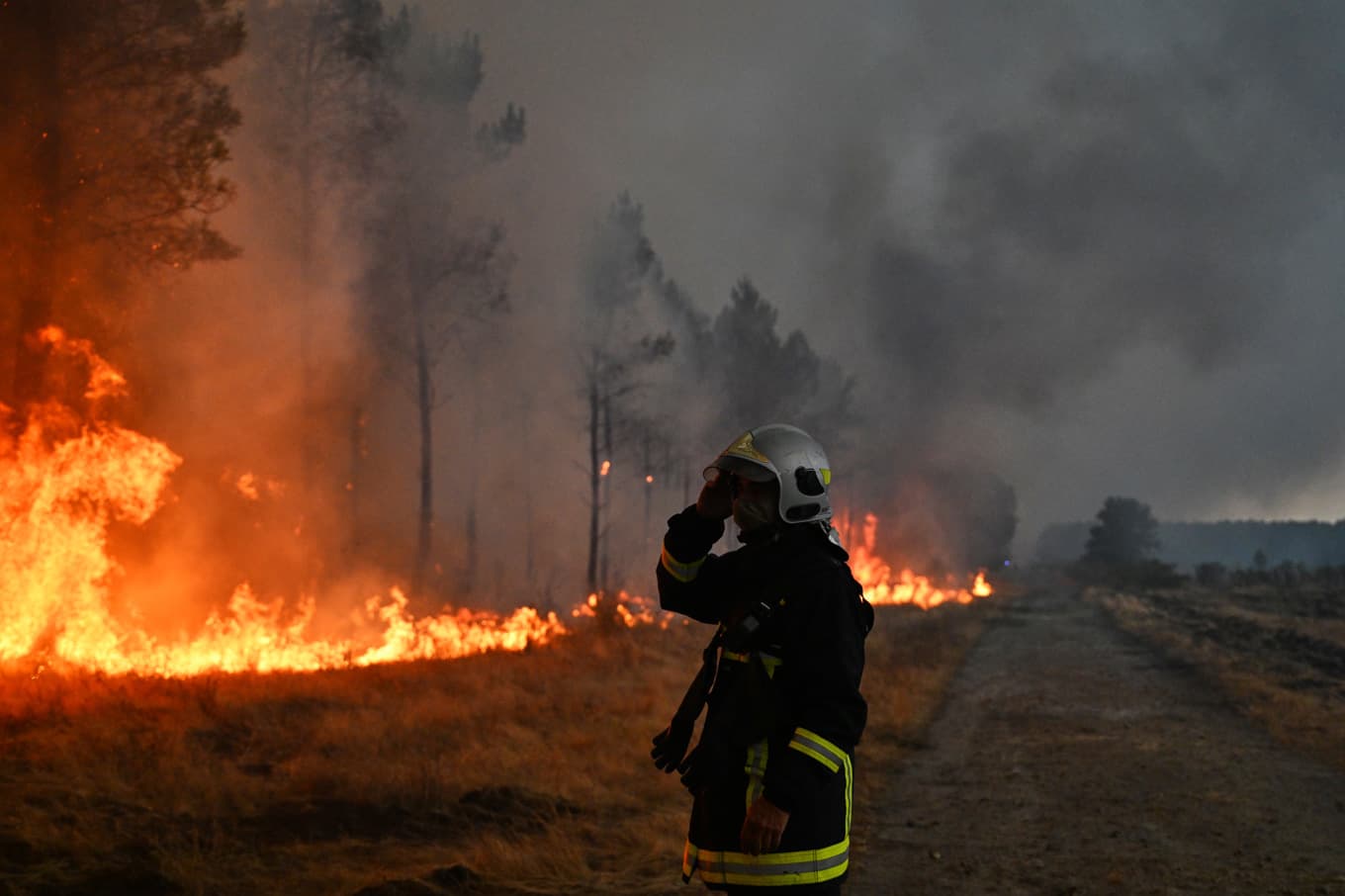 Skogsbranden i franska Gironde har pågått i fem dagar. Foto: Emma Da Silva/AP/TT