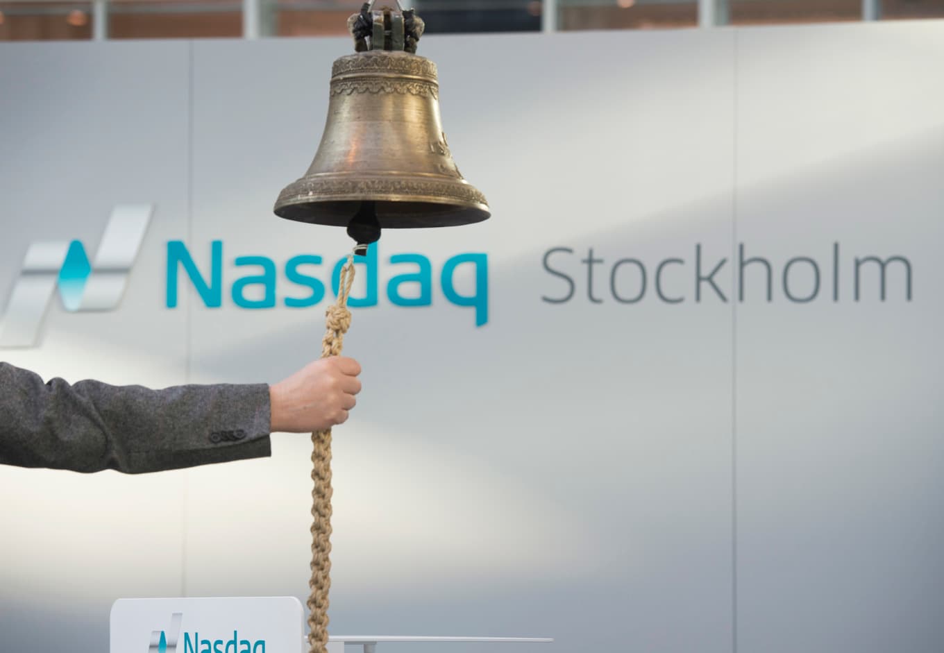 Börsklockan på Stockholmsbörsen. Arkivbild. Foto: Fredrik Sandberg / TT