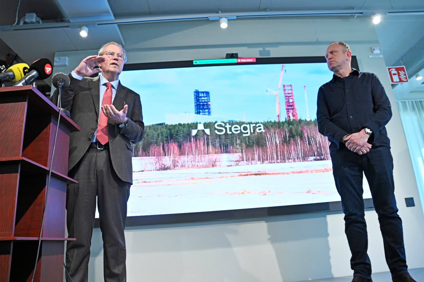 Stegras styrelseordförande Leif Johansson och vd Henrik Henriksson. Foto: Fredrik Sandberg/TT