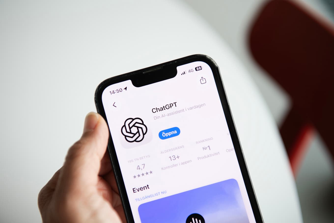 Open AI står bland annat bakom AI-tjänsten Chat GPT. Arkivbild. Foto: Anna Hållams/TT