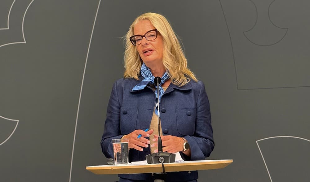 Gymnasie-, högskole- och forskningsminister Lotta Edholm (L) talade sig varm för den akademiska friheten. Foto: Staffan Erfors