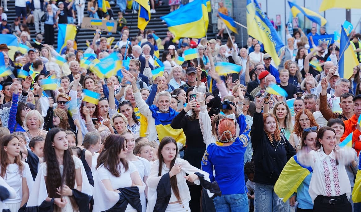 Ukrainas självständighetsdag firas med en manifestation på Sergels torg på måndagen. Foto: Magnus Lejhall / TT