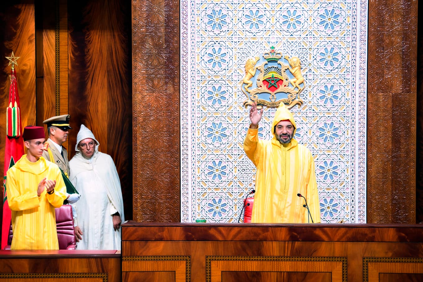 Kung Mohammed VI i samband med det marockanska parlamentets öppnande 2022. Foto: Moroccan Royal Palace/AP/TT