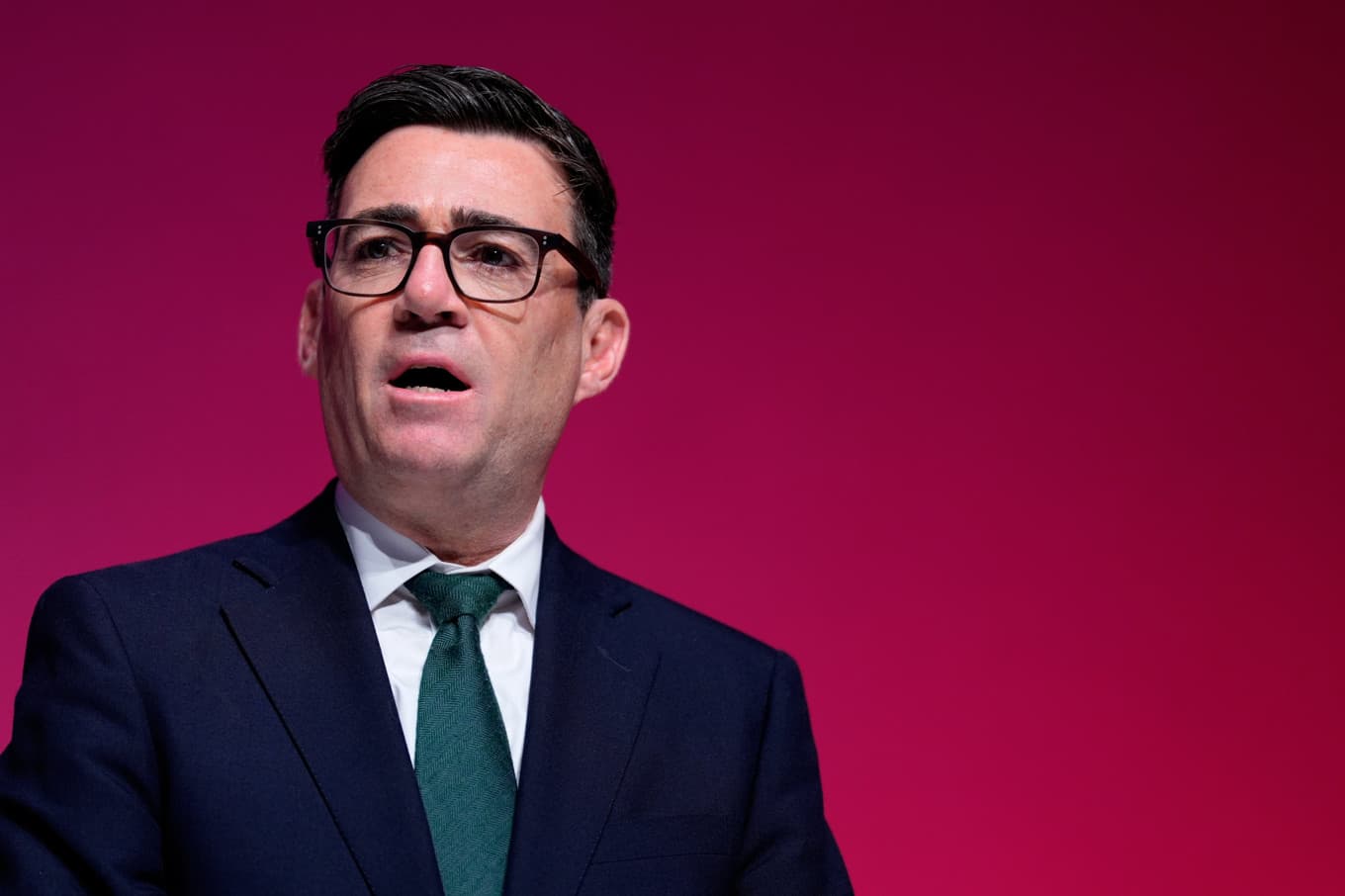 Storbritanniens premiärminister Andy Burnham vid veckans partikonferens i Liverpool för regerande Labour. Foto: Stefan Rousseau/AP/TT