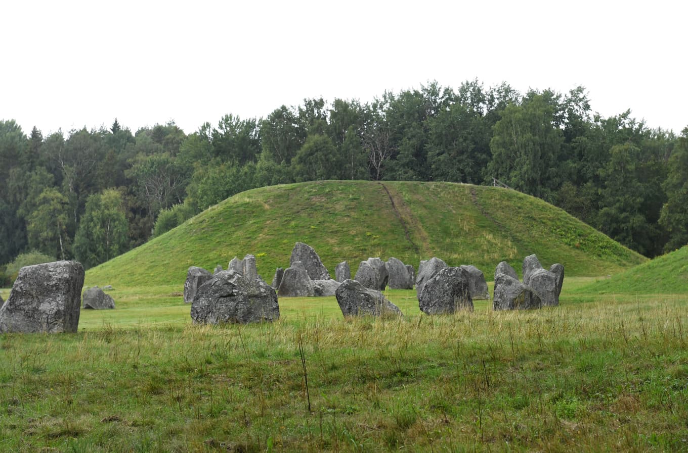 Kulturarvet Anundshög utanför Västerås består av gravhögar, skeppssättningar och runstenar som användes under vikingatiden. Arkivbild. Foto: Fredrik Sandberg/TT