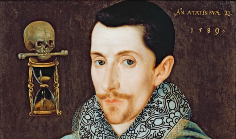 Tonsättaren John Bull porträtterad 1589 av okänd artist. Foto: Wikimedia Commons