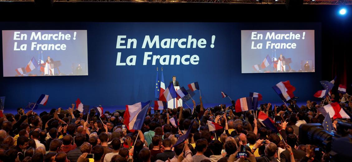 
Ledaren för mittenrörelsen En Marche, Emmanuel Macron, gick vidare till den andra valomgången i Frankrikes presidentvalet. Foto:  Sylvain Lefevre/Getty Images                                            