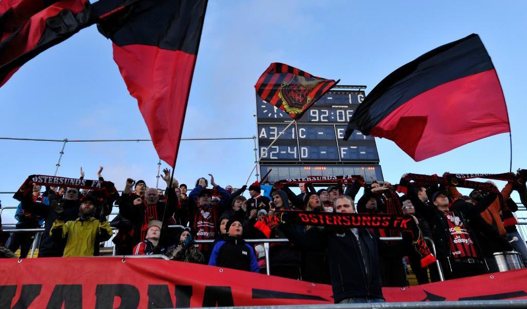 
Östersunds fans rekommenderas att inte bära flaggor och matchtröjor utanför arenan i Turkiet. Foto: TT-arkivbild                                            