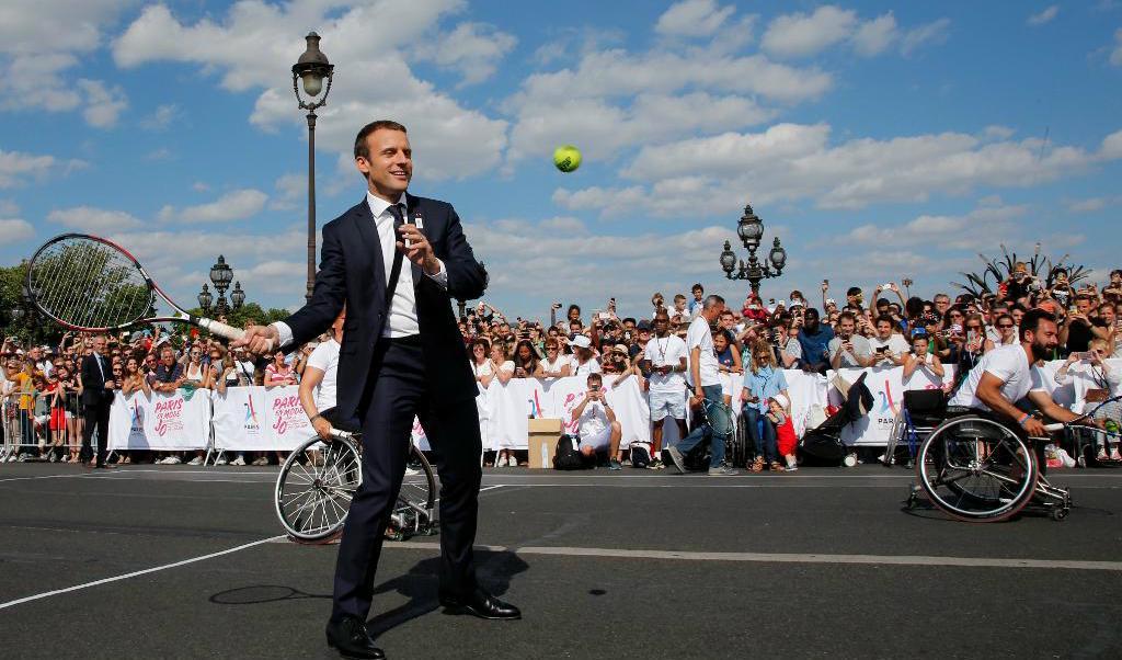 
Frankrikes president Emmanuel Macron vill gärna se OS i Paris 2024. Foto: Jean Paul Pelissier/AP/TT-arkivbild                                            