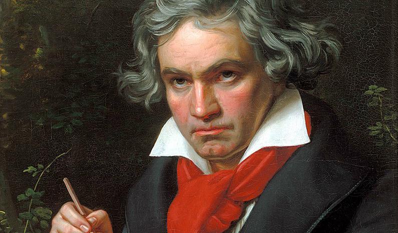 Porträtt av Beethoven 1820, fyra år innan premiären av nionde symfonin. Kompositören var vid tillfället helt döv.