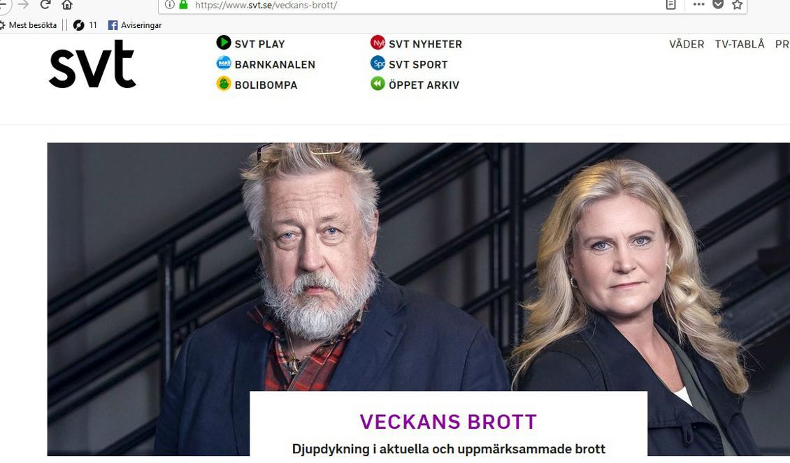 



SVT:s ”Veckans brott”, där folkkäre Leif GW Persson medverkar, läggs ner. Foto: skärmdump                                                                                                                                                                                