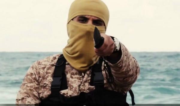 Bilden är en skärmdump från en video som påstås ha Islamiska staten (IS) som avsändare.