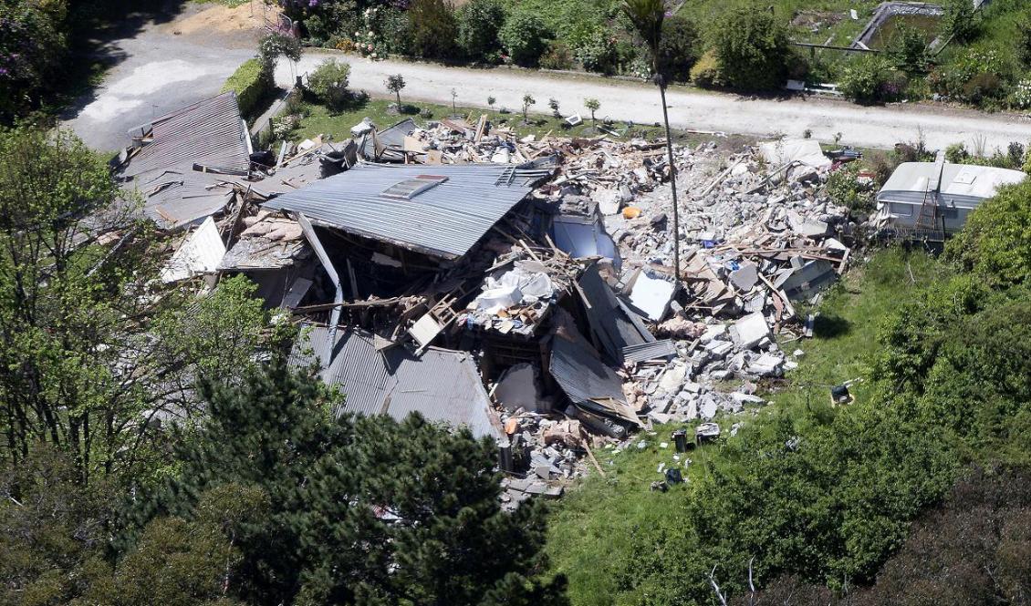 Förödelse efter jordskalvet i Nya Zeeland i november 2016. Foto: Mike Scott/AP-arkivbild