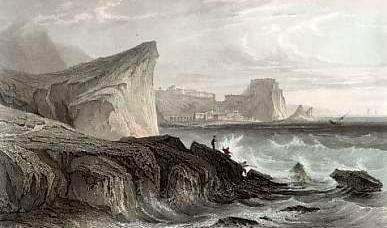 








En 1800-talsgravyr av Messinasundet, platsen som kopplas till den antika myten om Skylla och Karybdis. Denna episod i "Odysséen" är aktuell än idag.                                                                                                                                                                                                                                                                                                                                                                                                                                                