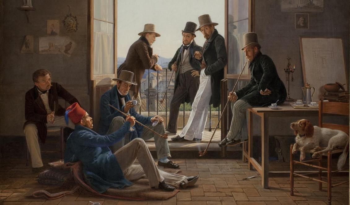 Constantin Hansen: "Et selskab af danske kunstnere i Rom", 1837. Olja på duk. Foto: Statens Museum for Kunst