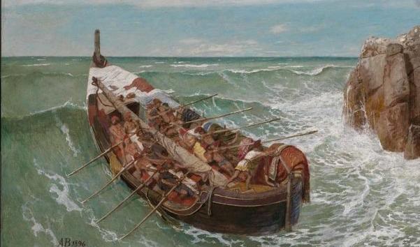 Efter trojanska kriget tog det Odysseus tio år att komma hem. Vart och ett av äventyren på hans resa krävde att han bemästrade en aspekt av sin egen karaktär. Detalj av ”Odysseus och Polyfemos”, 1896, Arnold Böcklin.
