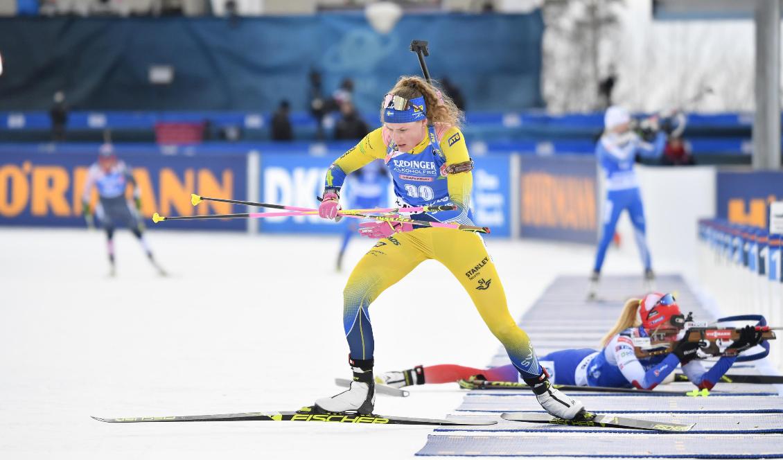 Hanna Öberg på vägen till sitt guld. Foto: Jessica Gow/TT